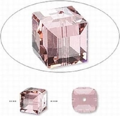 Swarovski Elements, 6 stuks kubus kralen (5901), 8mm, vintage rose