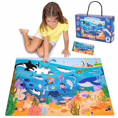 Giant Floor Puzzle Zeedieren - 48 Grote Stukken Educatief Speelgoed voor Kinderen 2-8 Jaar