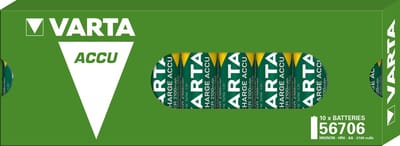 Varta Batterij NiMH, Mignon, AA, HR06, 1.2V/2100mAh Accuvoeding, Voorgeladen, Doos (10-Pack)