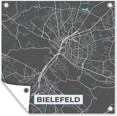 Tuin poster Stadskaart – Bielefeld – Duitsland – Plattegrond – Kaart - 200x200 cm - Tuindoek
