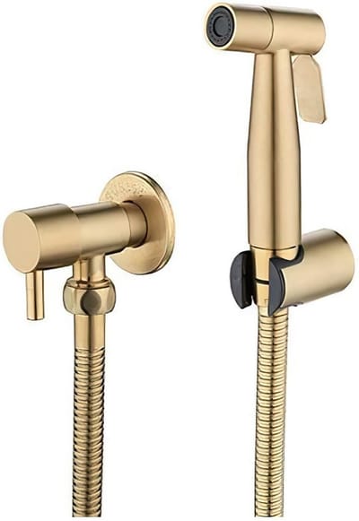Badkamer & Sanitair Bidetkranen - RVS - Goud - Met Houder - Toiletsproeier - Handdouche - Bidet Kranen - Badkamer Accessoires - Wandmontage Badkamer Toilet Hogedrukpistoolmondstuk - Toilet Bidet Kraan Set
