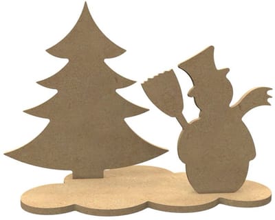 Gomille MDF figuren sneeuwpop knutselset 24x19 cm decoratie.