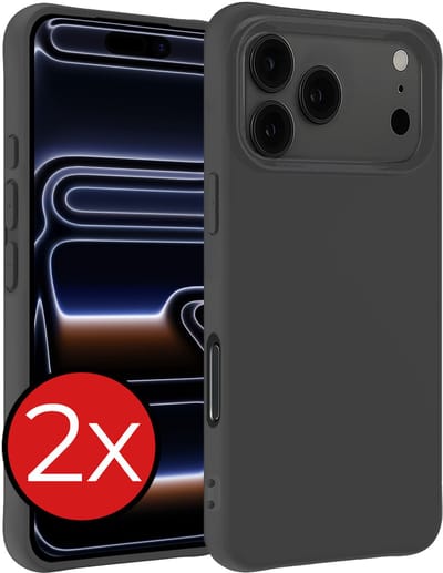 Hoesje - 2 Stuks - Geschikt voor iPhone 17 Pro / 18 Pro - Sterk & Shockproof - Telefoonhoes - Back Cover - Case Siliconen - Telefoon Hoes - Zwart