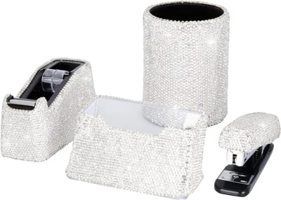 Potlood Pen Houder - Bureau Organizer - Kantoor Decoratie - Handgemaakt Kristal - 1.08 Kilogram - Wit
