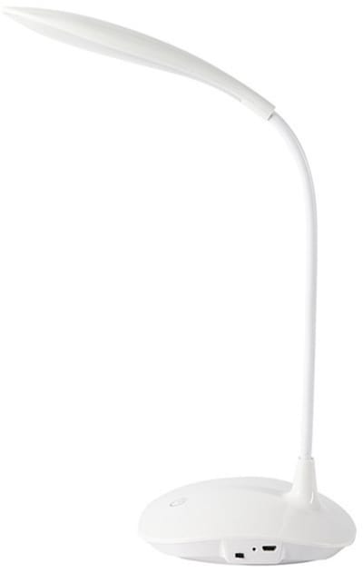 GELLDG Bureaulamp - LED-bureaulamp - 360° flexibele, verstelbare lamparm - Oplaadbaar - Dimbaar - Geschikt voor thuis en op kantoor - Wit