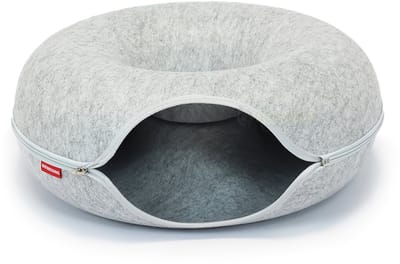 BioBedding – Donut White Edition – 2-in-1 Luxe Kattenhuis en mand – Ø 50 – 1 opening - Ritsbaar & Warm