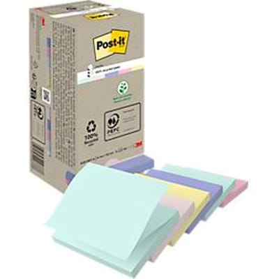 Post-it® sticky notes gerecycled Z-Notes R330-1RPT, B 76 x D 76 mm, PEFC® papier, gekleurd, 16 pads, 100 vellen/pad