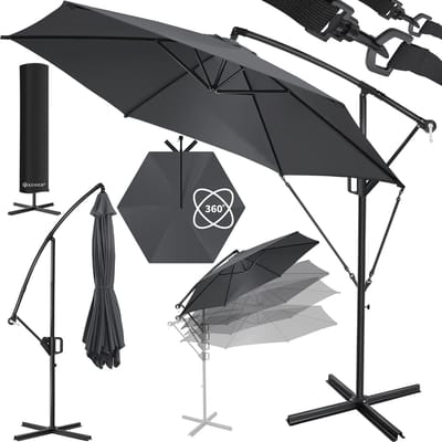 Aluminium Zweefparasol met Afdekking en Windscherm - UV-bestendig en Waterafstotend