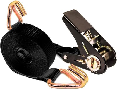 SnelShoppen - Lashing strap met ratchet 5 m - Bevestigingsband voor transport, lading, camping, zwart - Tot 1000 kg - EN 12195-2