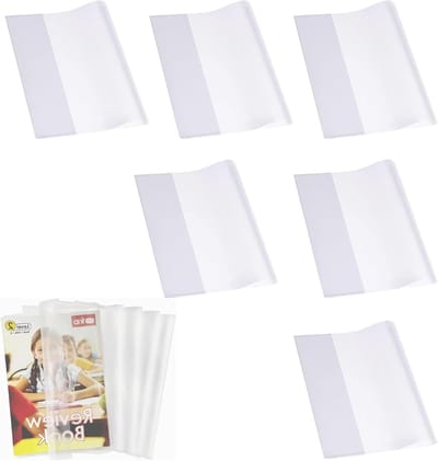 Transparante Boekomslagen Set van 6, 19 x 26.2 cm, Waterdichte Bescherming voor Schoolboeken en Kantoorbenodigdheden, Verstelbare Lijmstreep