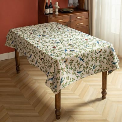 Vogels Katoen Linnen Tafelkleed Eetkamer Restaurant Woonkamer Salontafel Rechthoekig Vierkant Tafelkleed Stofdicht 100x160cm-Rectangle beige