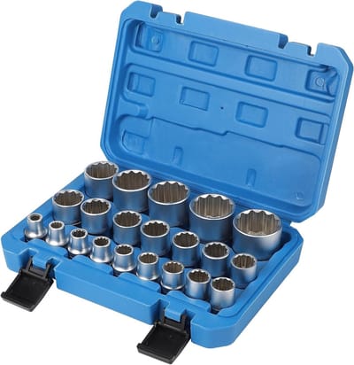 Set van 21 Steeksleutels met 12 Tanden 1/2 8-36 mm, Robuuste en Draagbare Sleutelset van CR-V Staal voor Professioneel Gebruik