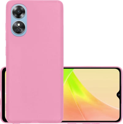 Hoesje - Geschikt voor OPPO A17 - Sterk & Shockproof - Hoes Cover - Siliconen Case - Lichtroze