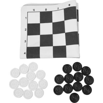 Damspel Set Educatief Draagbaar Opvouwbaar PU Lederen Bord Damspel Bordspel voor Kinderen Volwassenen black