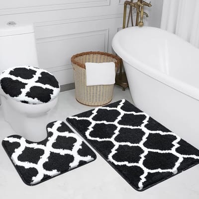 Badmat, traagschuim, badmat, douchemat, absorberend, badmat, douchemat, decoratieve voetmat, antislipmat voor badkamer en woonkamer, 50 x 80 cm, lichtgrijs