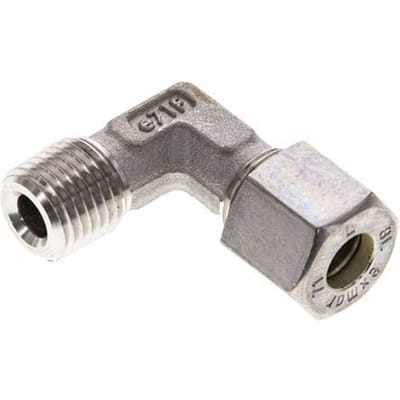 1/4'' NPT Buitendraad x 8L RVS L-Knelfitting 90 graden 315 Bar DIN 2353 - FL2E-MO-ST-014N-08-L