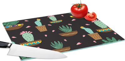 Glazen Snijplank - 39x28 - Cactus - Patronen - Planten - Snijplanken Glas