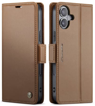 CaseMe Hoesje - Geschikt voor iPhone 17 Hoesje - CaseMe 023 Wallet Book Case - Bruin