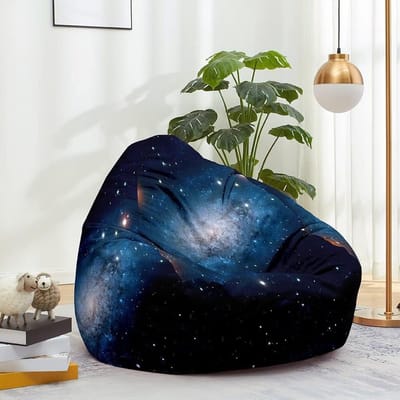 Zitzakhoes - Poef hoes - Ontspannen Zitten - Opbergfunctie - 80 x 90 cm - Blauwe sterren