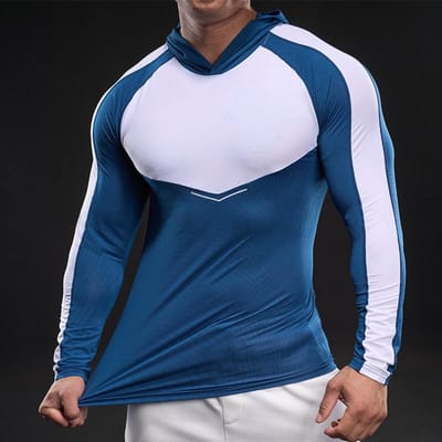 Sneldrogend Heren Sport T-shirt met Lange Mouwen Lente Basketbal Hardlopen Fitness Training Top XL blue