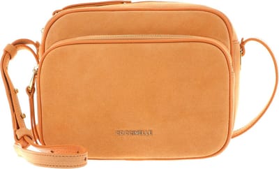 COCCINELLE Leren Schoudertas Lea Suede Shoulder Bag Apricot Oranje
