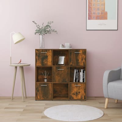 vidaXL - Boekenkast - 90x30x90 - cm - bewerkt - hout - gerookt - eikenkleurig