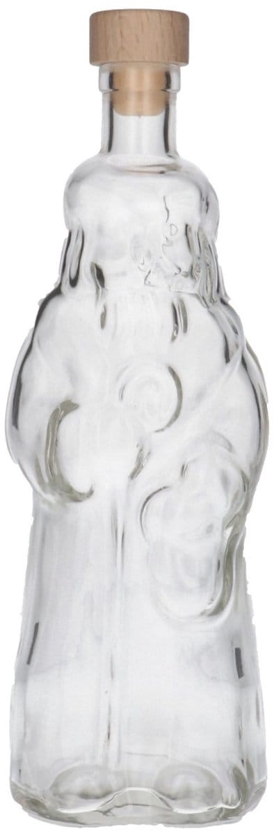 Glazen Fles 'Kerstman' - 350 ml - Decoratieve Flessen, Glazen Flesjes Met Dop - Vorm: Kerstman Glas - Transparante Fles - Glas - 1 Stuk