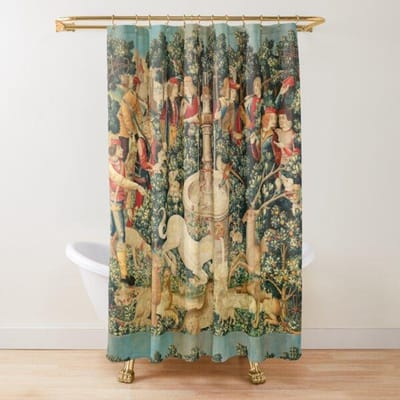 Middeleeuwse Hertenjacht Scène Douchegordijn Dames en Honden Antiek Douchegordijn Dieren Retro Vintage Badkamer Gordijnen Set W90xH180cm