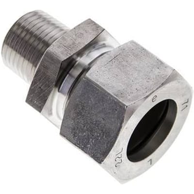 1/2'' NPT Buitendraad x 22L RVS Rechte Snijring Koppeling 160 Bar DIN 2353 - FL2S-MC-ST-012N-22-L