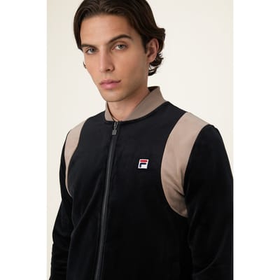 FILA Adriano Regular Velour Track Jacket Black-taupe Gray Size: L | Bomber Jackets Outlet | Heren | Zwart