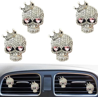 Auto Luchtverfrisser - Ventilatie Clip - Auto Interieur - Schedel Design - 4 stuks - Wit