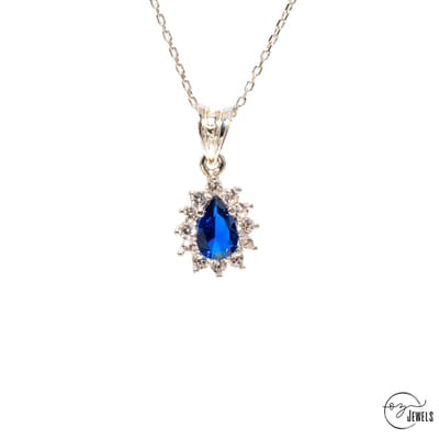 OZ Jewels – SaffierDruppel Ketting – Zilver – Blauw – Dames