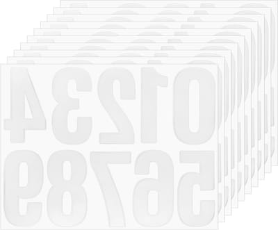 Allecto Plus - Weerbestendige zelfklevende huisnummerstickers, 10 cm, wit - Grote 10 vellen cijferstickers voor postbussen - Reflecterend vinyl - 0-9 cijfers