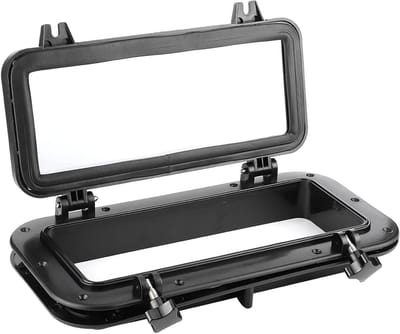 Rechthoekig Patrijspoortraam - Bootraam - Waterdicht Maken - Gehard Glas - 400x200 Mm - Zwart