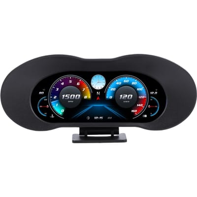 Affichage Tête Haute de Voiture Compteur de Vitesse HUD GPS Compteur de Vitesse Numérique avec Alerte Survitesse RPM Tension Réglage Automatique de la Luminosité black