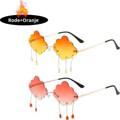 Bovista - Festival Bril - Rave - Space - Techno - Freaky Glasses - Heren - Dames - Zonnebril - Oranje + Rood