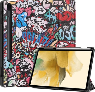 Hoesje Geschikt voor Samsung Galaxy Tab S7 FE - Dun & Stevig - Trifold Bookcase - Hard Cover Case - Met Uitsparing Geschikt voor S Pen - Hardcover Book - Tablet Hoes - Graffity