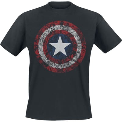 Captain America - Disney T-shirt - Comic Shield - S tot XXL - voor Mannen - zwart