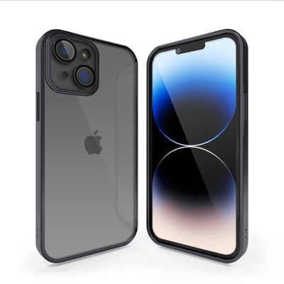 Coverzs telefoonhoesje geschikt voor Apple iPhone 13 hoesje clear soft case camera cover - transparant hoesje met gekleurde rand - zwart