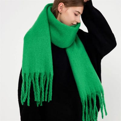 Écharpe d'hiver femmes luxe automne hiver écharpe en cachemire épaissi chaud châle classique glands moelleux écharpe couleur unie doux châle green