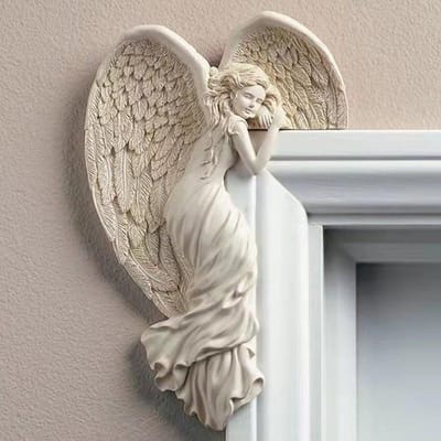 Engelenvleugels Hars Ambachtelijke Deur Frame Ornament Engel Gevleugelde Godin Hanger Binnen/buiten Tuin Deur Decoratie Thuis Geschenken Links Rechts Vleugels Right-(16x11x4.5cm)