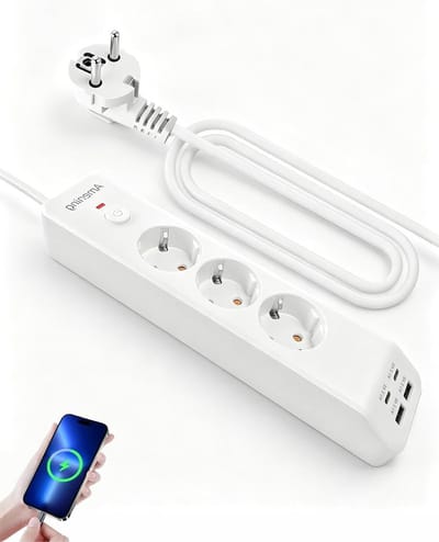Stekkerdoos met USB - Wit - 1,8 m Kabel - Meervoudig Stopcontact met Schakelaar en Overspanningsbeveiliging - Voor Thuisgebruik