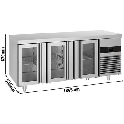 GGM Gastro Kühltisch PREMIUM - 1860x700mm - mit 3 Glastüren