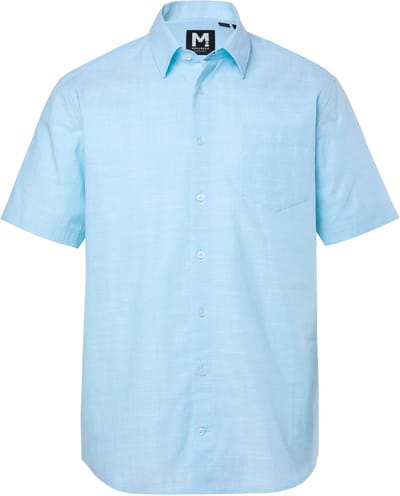 Men Plus - Heren - overhemd korte mouwen kentkraag linnenlook Comfort Fit - Lichtturquoise - Maat 4XL