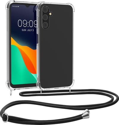 kwmobile telefoonhoesje geschikt voor Samsung Galaxy A15 5G - Hoesje met telefoonkoord - Back cover in zwart / transparant
