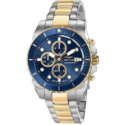 Montre Homme Sector 450 Chronographe Cadran Bleu Rayons de Soleil Acier Inoxydable Bicolore Quartz R3273776001 100M bleu