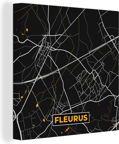 Canvas Schilderij Goud - Fleurus - Stadskaart - Plattegrond - Kaart - 20x20 cm - Wanddecoratie