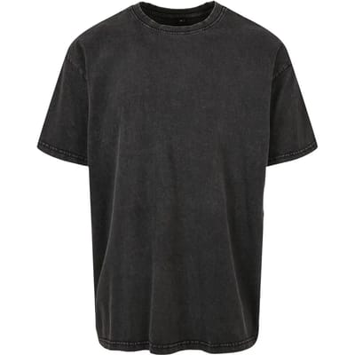 Build your Brand Acid Washed Heavy Oversize Tee BY189 - Black - S