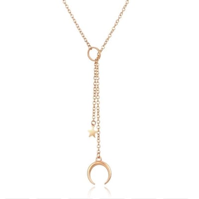 Goudkleurige dames ketting Maan Ster