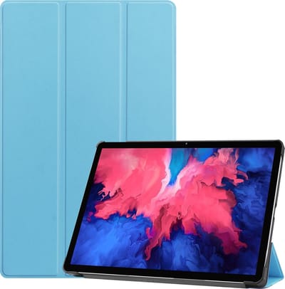 Hoes - Geschikt voor Lenovo Tab P11 Plus - Dun & Stevig - Trifold Bookcase - Hard Cover - Hardcover Book Case - Tablet Hoesje - Lichtblauw